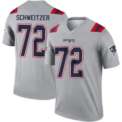 Men's Wes Schweitzer New England Patriots No.72 Legend Inverted Jersey - Gray