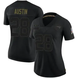 Women's Alex Austin New England Patriots No.28 Limited 2020 Salute To Service Jersey - Black
