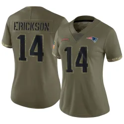 Women's Alex Erickson New England Patriots No.14 Limited 2022 Salute To Service Jersey - Olive