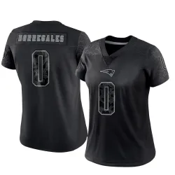 Women's Andres Borregales New England Patriots No.0 Limited Reflective Jersey - Black