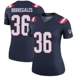 Women's Andy Borregales New England Patriots No.36 Legend Color Rush Jersey - Navy
