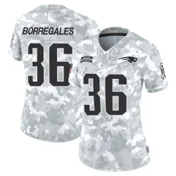 Women's Andy Borregales New England Patriots No.36 Limited 2024 Salute to Service Jersey - Arctic Camo