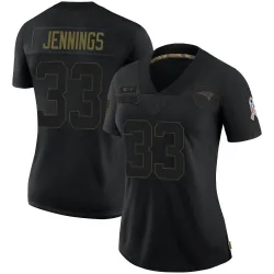 Women's Anfernee Jennings New England Patriots No.33 Limited 2020 Salute To Service Jersey - Black