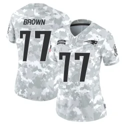 Women's Ben Brown New England Patriots No.77 Limited 2024 Salute to Service Jersey - Arctic Camo