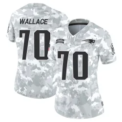 Women's Caedan Wallace New England Patriots No.70 Limited 2024 Salute to Service Jersey - Arctic Camo