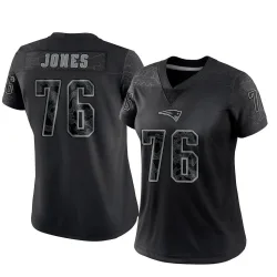Women's Caleb Jones New England Patriots No.76 Limited Reflective Jersey - Black