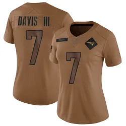 Women's Carlton Davis III New England Patriots No.7 Limited 2023 Salute To Service Jersey - Brown