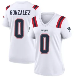 Women's Christian Gonzalez New England Patriots No.0 Game Jersey - White