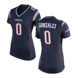 Women's Christian Gonzalez New England Patriots No.0 Game Team Color Jersey - Navy Blue