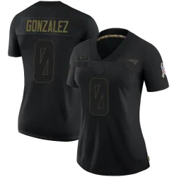 Women's Christian Gonzalez New England Patriots No.0 Limited 2020 Salute To Service Jersey - Black