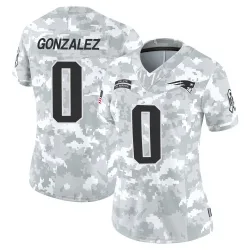 Women's Christian Gonzalez New England Patriots No.0 Limited 2024 Salute to Service Jersey - Arctic Camo