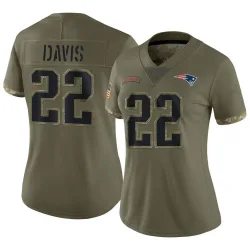 Women's Cody Davis New England Patriots No.22 Limited 2022 Salute To Service Jersey - Olive