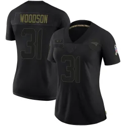 Women's Craig Woodson New England Patriots No.31 Limited 2020 Salute To Service Jersey - Black