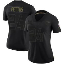Women's Dell Pettus New England Patriots No.24 Limited 2020 Salute To Service Jersey - Black