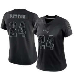 Women's Dell Pettus New England Patriots No.24 Limited Reflective Jersey - Black