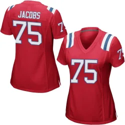 Women's Demontrey Jacobs New England Patriots No.75 Game Alternate Jersey - Red