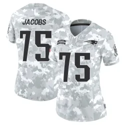 Women's Demontrey Jacobs New England Patriots No.75 Limited 2024 Salute to Service Jersey - Arctic Camo
