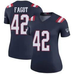 Women's Diego Fagot New England Patriots No.42 Legend Color Rush Jersey - Navy