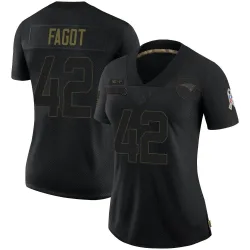 Women's Diego Fagot New England Patriots No.42 Limited 2020 Salute To Service Jersey - Black