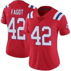Women's Diego Fagot New England Patriots No.42 Limited Vapor Untouchable Alternate Jersey - Red