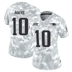Women's Drake Maye New England Patriots No.10 Limited 2024 Salute to Service Jersey - Arctic Camo