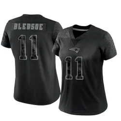 Women's Drew Bledsoe New England Patriots No.11 Limited Reflective Jersey - Black