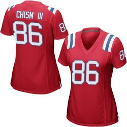 Women's Efton Chism III New England Patriots No.86 Game Alternate Jersey - Red