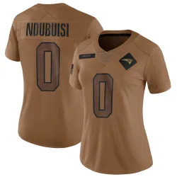 Women's Haggai Ndubuisi New England Patriots No.0 Limited 2023 Salute To Service Jersey - Brown