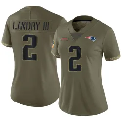 Women's Harold Landry III New England Patriots No.2 Limited 2022 Salute To Service Jersey - Olive