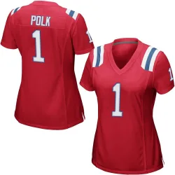 Women's Ja'Lynn Polk New England Patriots No.1 Game Alternate Jersey - Red