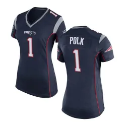 Women's Ja'Lynn Polk New England Patriots No.1 Game Team Color Jersey - Navy Blue