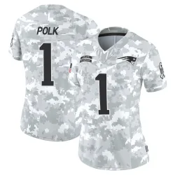 Women's Ja'Lynn Polk New England Patriots No.1 Limited 2024 Salute to Service Jersey - Arctic Camo