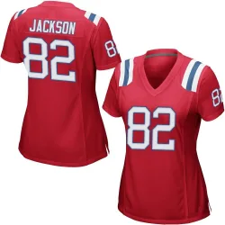 Women's JaQuae Jackson New England Patriots No.82 Game Alternate Jersey - Red