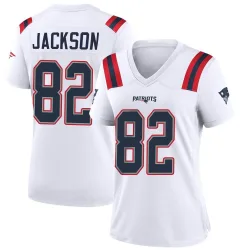 Women's JaQuae Jackson New England Patriots No.82 Game Jersey - White