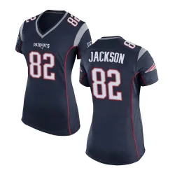 Women's JaQuae Jackson New England Patriots No.82 Game Team Color Jersey - Navy Blue