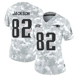 Women's JaQuae Jackson New England Patriots No.82 Limited 2024 Salute to Service Jersey - Arctic Camo