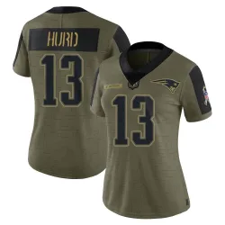 Women's Jalen Hurd New England Patriots No.13 Limited 2021 Salute To Service Jersey - Olive
