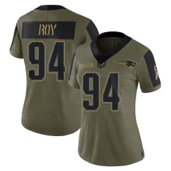 Women's Jaquelin Roy New England Patriots No.94 Limited 2021 Salute To Service Jersey - Olive