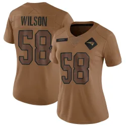 Women's Jared Wilson New England Patriots No.58 Limited 2023 Salute To Service Jersey - Brown