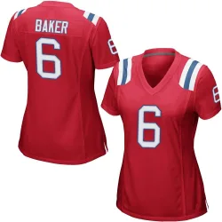 Women's Javon Baker New England Patriots No.6 Game Alternate Jersey - Red