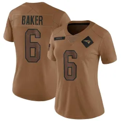 Women's Javon Baker New England Patriots No.6 Limited 2023 Salute To Service Jersey - Brown