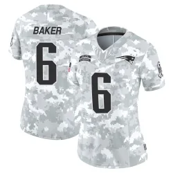 Women's Javon Baker New England Patriots No.6 Limited 2024 Salute to Service Jersey - Arctic Camo