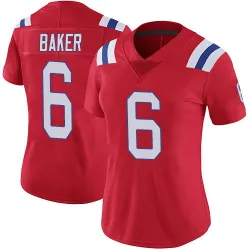 Women's Javon Baker New England Patriots No.6 Limited Vapor Untouchable Alternate Jersey - Red