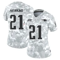 Women's Jaylinn Hawkins New England Patriots No.21 Limited 2024 Salute to Service Jersey - Arctic Camo
