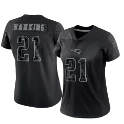 Women's Jaylinn Hawkins New England Patriots No.21 Limited Reflective Jersey - Black