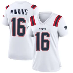 Women's Josh Minkins New England Patriots No.16 Game Jersey - White