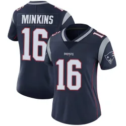 Women's Josh Minkins New England Patriots No.16 Limited Team Color Vapor Untouchable Jersey - Navy