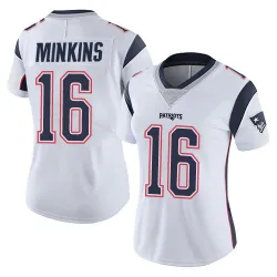 Women's Josh Minkins New England Patriots No.16 Limited Vapor Untouchable Jersey - White