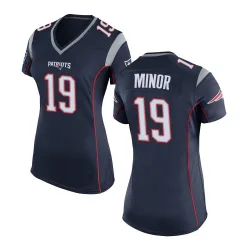 Women's Kobee Minor New England Patriots No.19 Game Team Color Jersey - Navy Blue