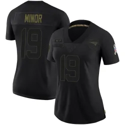 Women's Kobee Minor New England Patriots No.19 Limited 2020 Salute To Service Jersey - Black